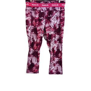 Reebok Revolve Skinny High-rise Capri Sz 2X Yoga Leggings Pink & White